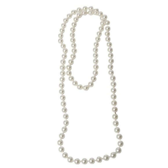 Faux Pearl Necklace Long Stand White 17" - Picture 3 of 4